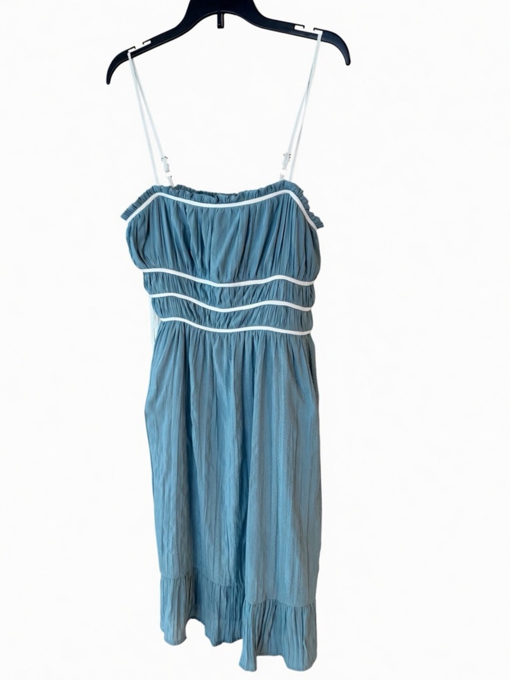 CUTE Allie Rose Light Aqua Spaghetti Strap Sundress with White Piping